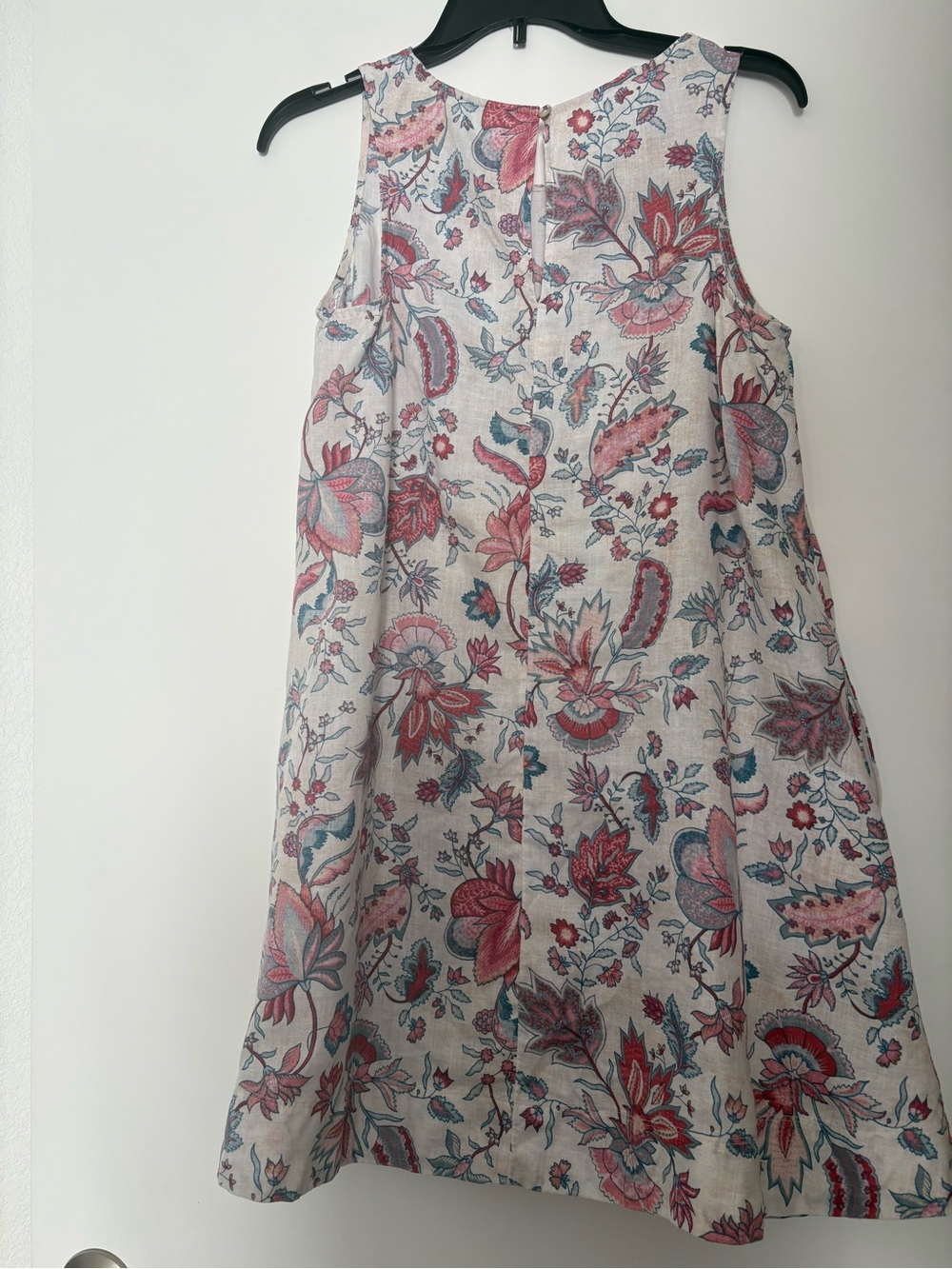 Rachel Zoe Cream 100 percent linen Sleeveless Floral Dress with Pink & Blue prin